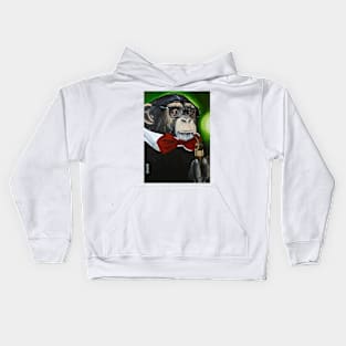 funny painting of monkey, professor chimpo, animal art, surrealism painting Kids Hoodie